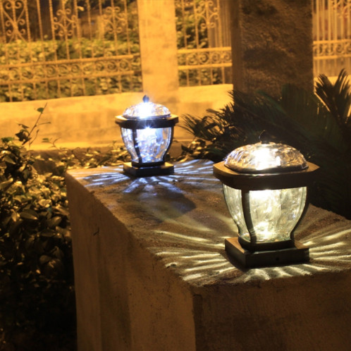 2 LED Solaire Étanche Etanche Jardin, Style: Blanc Capuchon de la colonne de lumière SH23031630-06