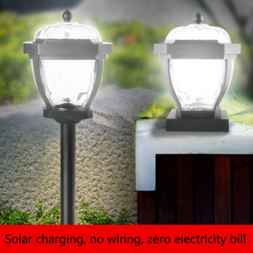 2 LED Solaire Étanche Etanche Jardin, Style: Blanc Capuchon de la colonne de lumière SH23031630-06