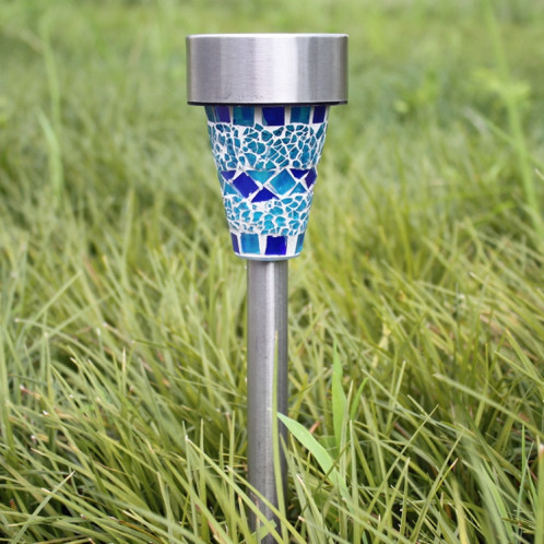 3 pcs H4011 Lumière de pelouse de mosaïque imperméable en plein air solaire (bleu) SH401B461-06