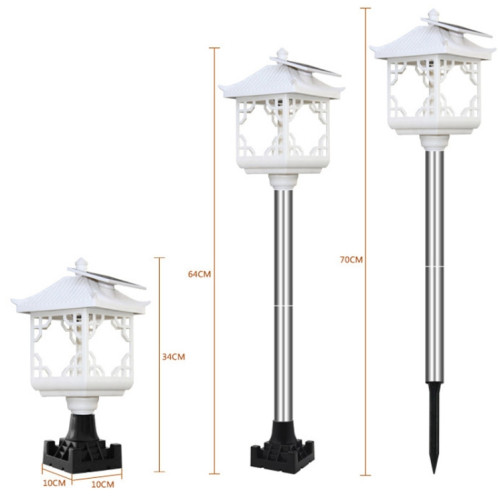 8 LED Solaire House extérieure Apparence Lawn Jardin Décoration Light (Casquette de colonne blanche) SH401D1592-07