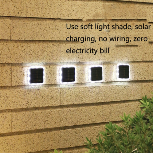 8 LED SOLAIRE EXTÉRIEUR EMTALLABLE TRANSPARENT LUMIÈRE EN BERDIÉ (LIGHT SQUAQUE-WHITE) SH101A1061-07