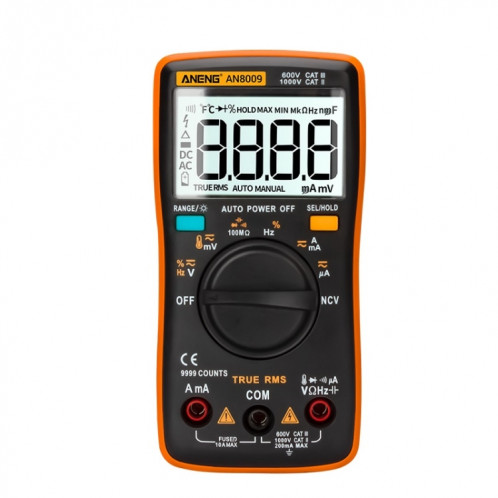 Aneng an8009 NVC Digital Digital Multimètre, Spécification: standard avec câble (orange) SA202B1276-07