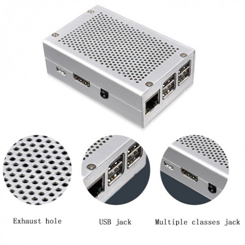 Boîte de refroidissement de grille en alliage d'aluminium pour la framboise PI 3 Modèle B PI 2 / B + Noir avec ventilateur SH45021496-07