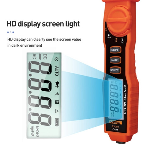 ANENG A3002 Multimètre intelligent de type haute précision de type stylo multi-fonction (orange) SA401A1055-07