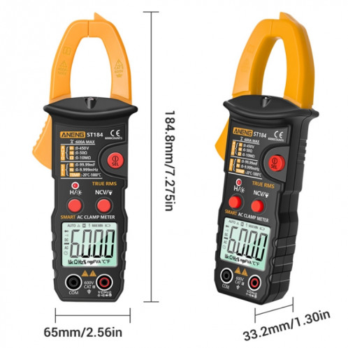 ANENG ST184 identifie automatiquement le multimètre numérique SMART SMART (jaune) SA101C12-07