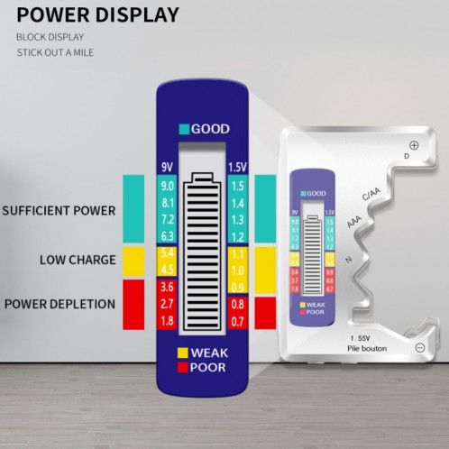 Détecteur de tension de la batterie ANENG 1.5V / 9V (argent) SA801A149-06