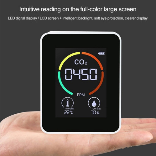 Température Humidité Afficher le détecteur de qualité de la qualité du dioxyde de carbone du dioxyde de carbone (blanc à semi-conducteur) SH401A958-07