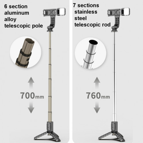 Mini Selfie Stick intégré Bluetooth Bluetooth multifonctionnel, Spécifications: Q10S 70cm avec éclairage de remplissage SH30021688-07