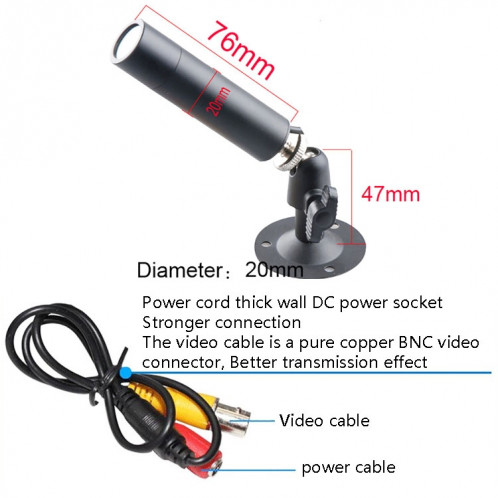 Vanxse MB18 Caméra de surveillance grand angle HD Line 1000, Spécifications: NTSC SH57011985-07
