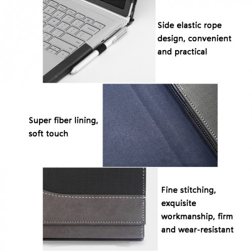 Pochette de protection pour ordinateur portable en cuir PU pour le livre de la surface Microsoft 2 13.5 pouces (bleu profond) SH802D252-07