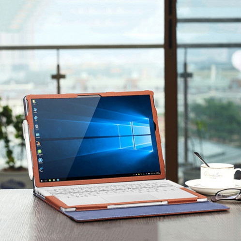 Pochette de protection pour ordinateur portable en cuir PU pour le livre de la surface Microsoft 2 13.5 pouces (bleu profond) SH802D252-07