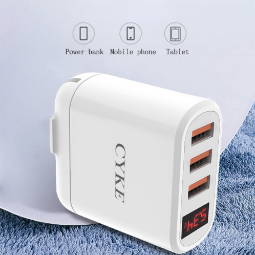 Chargeur de voyage USB de 3 ports Cyke Smart Numérique (USB-White US) SC601A692-05