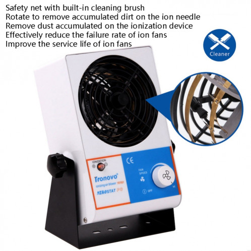 TRONOVO TR7001 Ventilateur anti-statique anti-statique d'éliminateur anti-statique d'éliminateur anti-statique, SH87101508-08