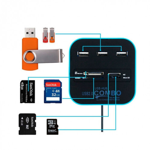 7 in 1 Combo USB 2.0 HUB Lecteur (7 ports) SH701A1047-07