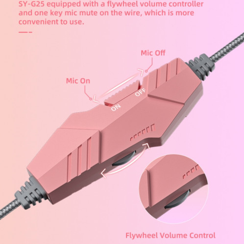 Soyto Sy-G25 chat oreillette rougeoyante casque d'ordinateur de jeu, longueur de câble: 2m (rose) SS101A1737-07