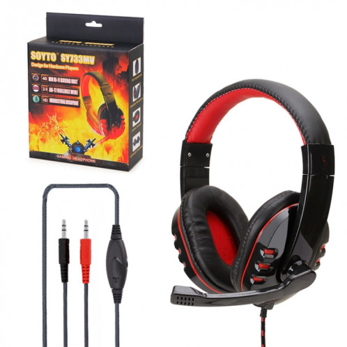 Casque d'ordinateur de jeu SOYTO SY733MV pour PS4 (rouge noir) SS6304251-06