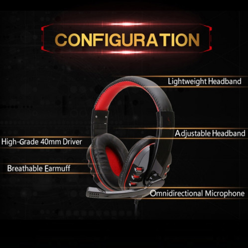 Casque d'ordinateur de jeu SOYTO SY733MV pour PS4 (rouge noir) SS6304251-06