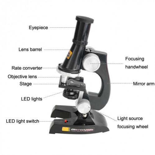 C2119 Enfants Education tôt HD 450x Microscope Toy (Noir) SH501A1078-07