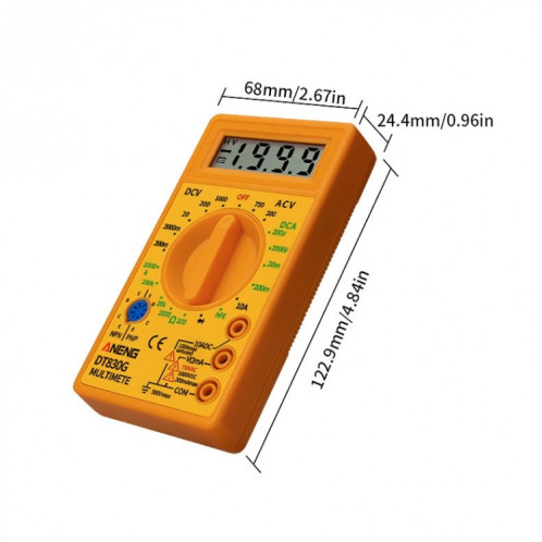 2 PCS ANENG DT830G Multimètre numérique portable (jaune) SA401B551-07
