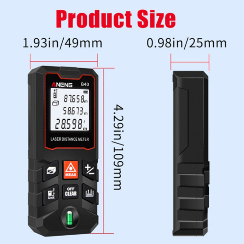 Rangefindeur infrarouge de poche Aneng, modèle: version de précision de 80m SA68031078-06