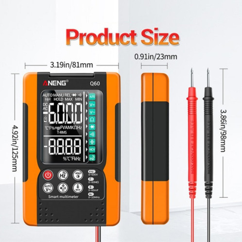 Multimètre numérique de haute précision ANENG Automatique de haute précision intelligente, Spécification: Q60 intelligent (rouge) SA401A405-06