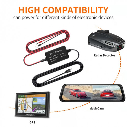 C301 12V à 5V CAR ACC prend des câbles d'électricité, modèle: Boucle + 4 x Take Appliance SH9701468-07