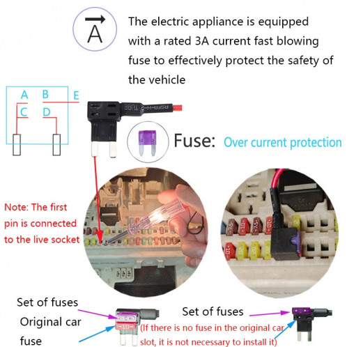 C301 12V à 5V CAR ACC Prend des câbles d'électricité, modèle: Boucle + 1 x Take Appliance SH9702489-07