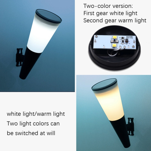 N230 Lampe murale de cône circulaire de jardin solaire extérieur, style: lumière à deux couleurs SH1002572-07