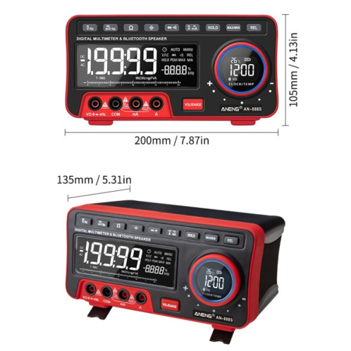 ANENG AN-888S Multimètre de courant d'affichage audio Bluetooth d'affichage audio, Standard Pas de batterie (noir noir) SA001A811-07