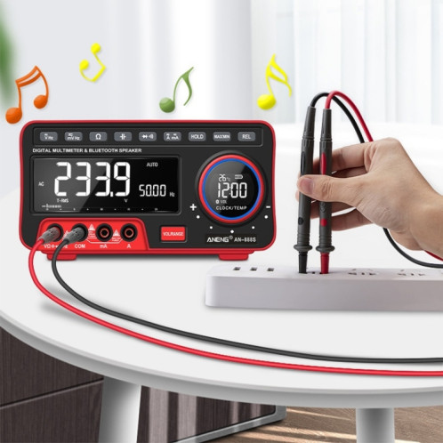 ANENG AN-888S Multimètre de courant d'affichage audio Bluetooth d'affichage audio, Standard Pas de batterie (noir noir) SA001A811-07