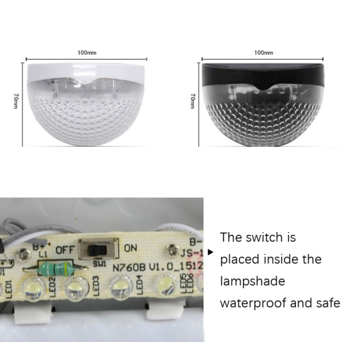 N760B 6 LEDS Equipement de l'eau solaire en plein air Lumière de clôture à deux couleurs (coquille noire) SH101B1206-06