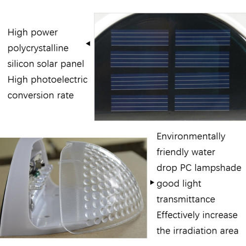 N760B 6 LEDS Equipement de l'eau solaire en plein air Lumière de clôture à deux couleurs (coquille noire) SH101B1206-06