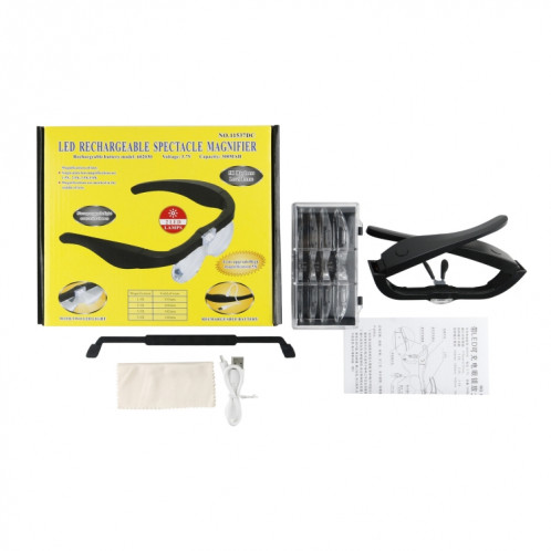 11537DC 1.5x / 2.5x / 3.5x / 5x Loupe de lunettes de lumière à LED rechargeable rechargeable SH0346410-07