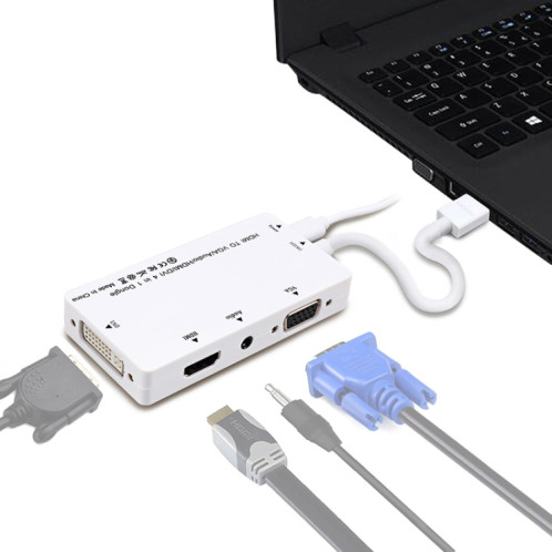 CABLABECONN D0407 HDMI VGA DVI Connexion HDTV Câble de moniteur (blanc) SH701A1677-05