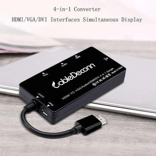 CABLABECONN D0407 HDMI VGA DVI Connexion HDTV Câble de moniteur (blanc) SH701A1677-05