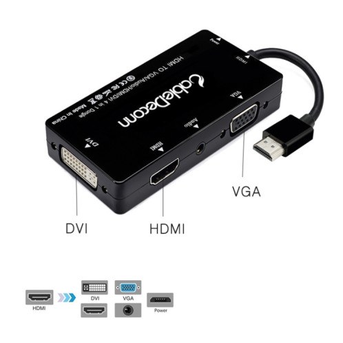 CAFLABECONN D0407 HDMI VGA DVI Connexion HDTV Câble de moniteur HDTV (Noir) SH701B1882-05