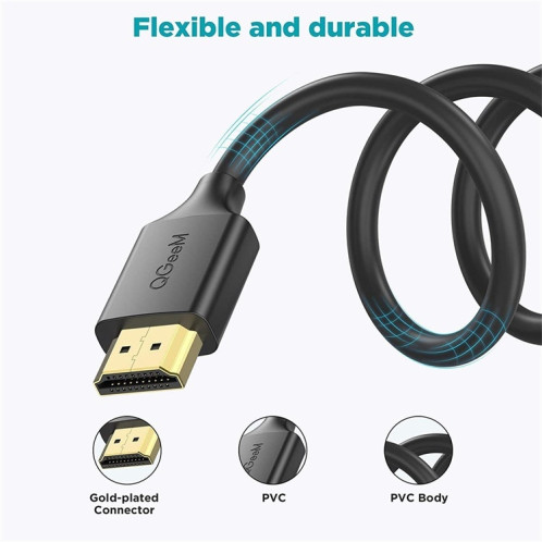 QGeem QG-AV16 HD TV Blu-ray Projection HDMI Câble TV Supports 4K, Longueur: 3 m SQ67031426-07