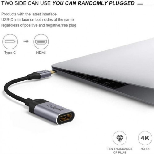 QGeem QG-UA01 USB Type-C à HDMI Adaptateur (gris) SQ501A574-07