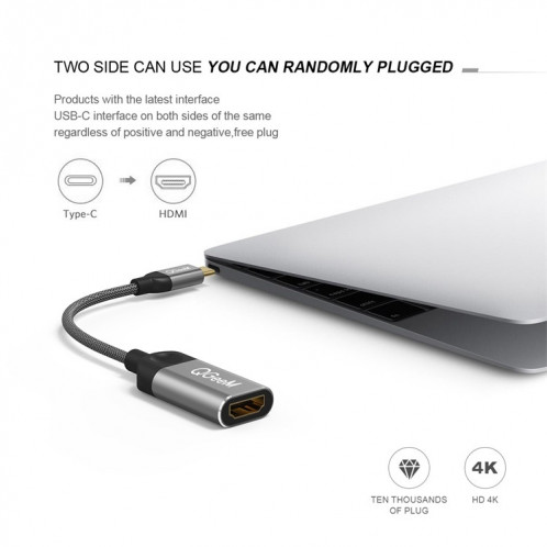 QGeem QG-UA01 USB Type-C à l'adaptateur HDMI (gris argenté) SQ501A942-07