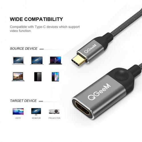 QGeem QG-UA01 USB Type-C à l'adaptateur HDMI (gris argenté) SQ501A942-07