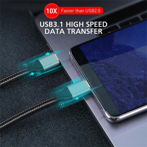QGeem QG-CC03 Type-C à Type-C Câble de données USB3.1, longueur: 1,2 m (noir) SQ001A1330-07