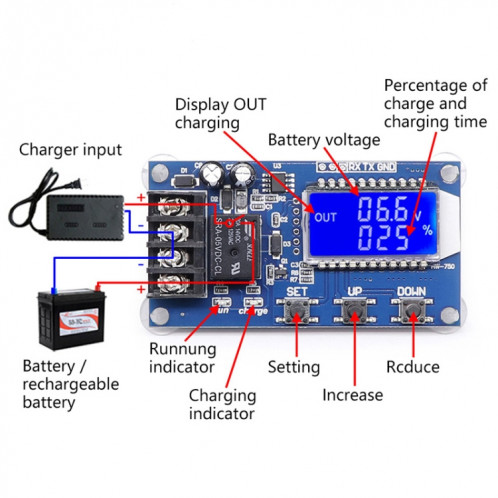 XY-L10A 6-60V CNC Power Power Off Off Off Over Charge Protection Interrupteur (PCB) SH501A1847-07