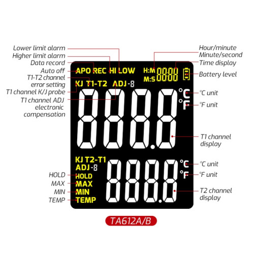 Tasi Contact Température Température Thermocouple Thermocouple Thermomètre, Style: TA612A Manche ST1601316-07