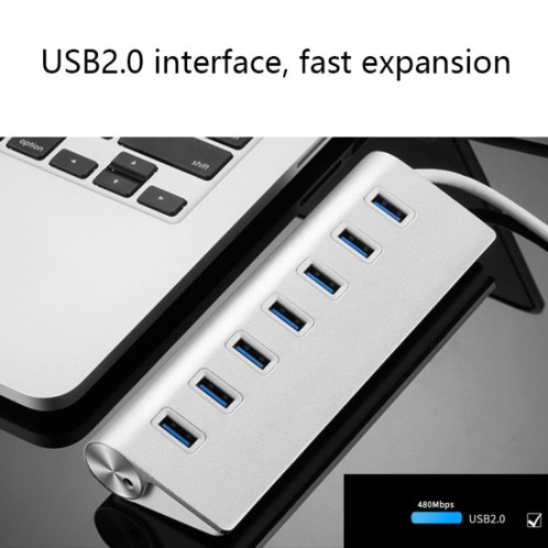 THL059 USB2.0 7 en 1 hub d'alliage d'aluminium (7 ports) SH401A422-06