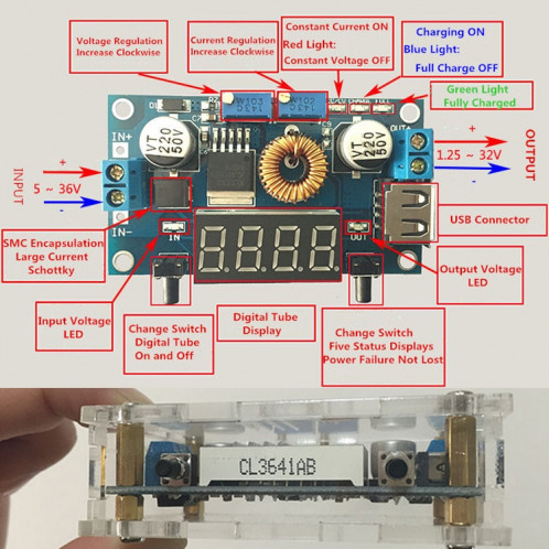 Avec boîtier 5A Module de courant de courant constant de tension constante SH1077713-06