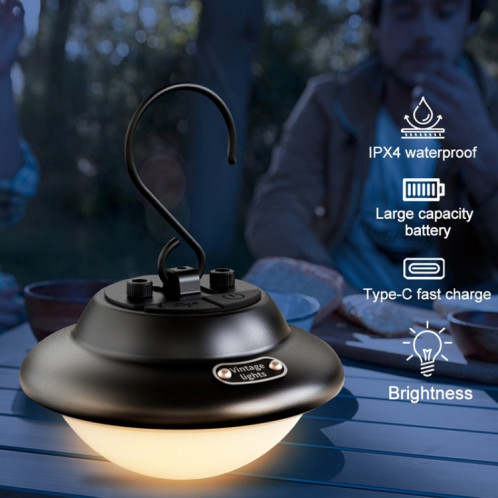 Lumière de camping de chargement USB portable de plein air (noir) SH101A59-06