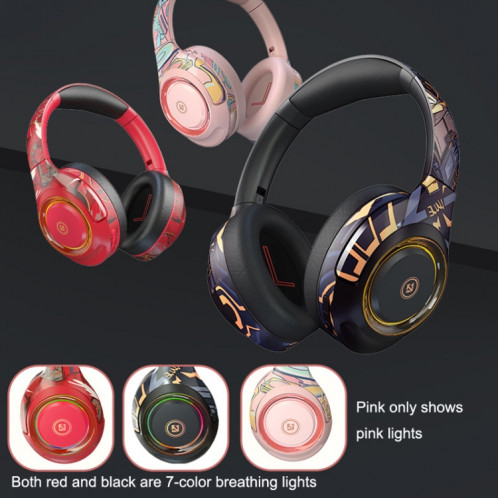 EL-A2 Gaming Lumière ambiante pliant casque bluetooth sans fil (rose) SH301B591-07
