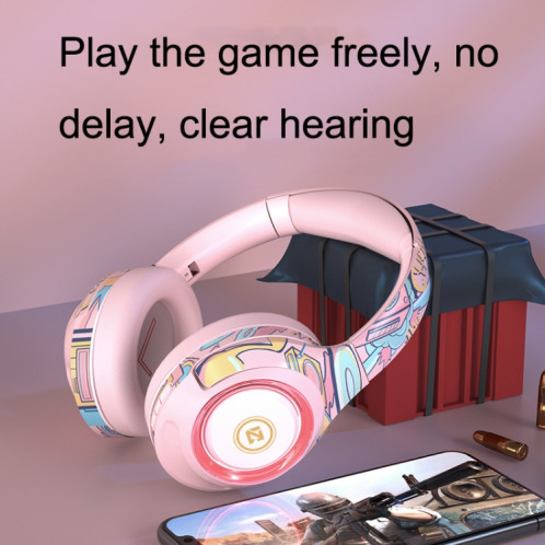 EL-A2 Gaming Lumière ambiante pliant casque bluetooth sans fil (rose) SH301B591-07