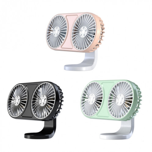 Double tête de voiture F211 avec ventilateur électrique de ventilateur à LED Panneau d'air du panneau d'instrument USB mini ventilateur (rose) SH001B1027-07