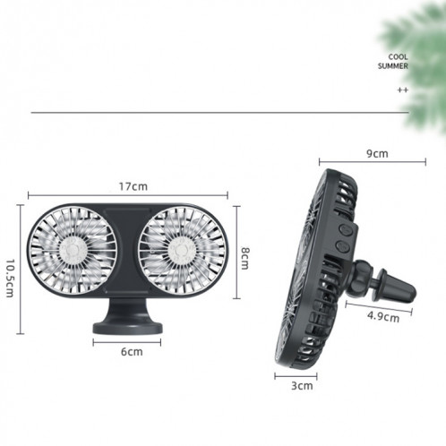 Double tête de voiture F211 avec ventilateur électrique de ventilateur à LED Panneau d'air du panneau d'instrument USB mini ventilateur (rose) SH001B1027-07